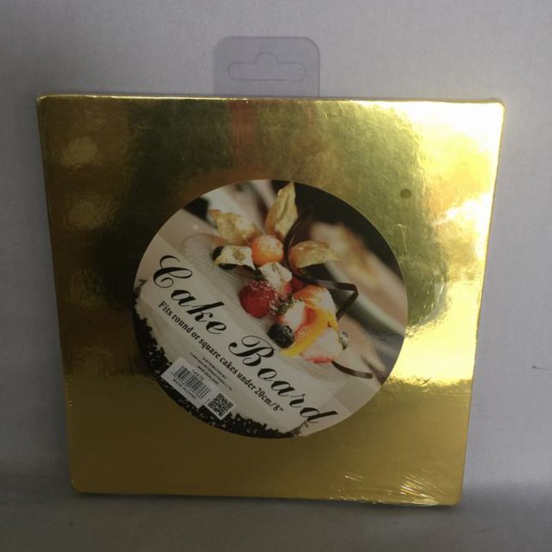 Square gold cake boards, 20cm, set of 30, perfect for elegant cake displays and presentations at any event.
