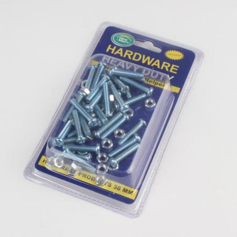 Screw nuts set for fastening, 1" x 38MM, 12 durable packs perfect for DIY and professional projects.