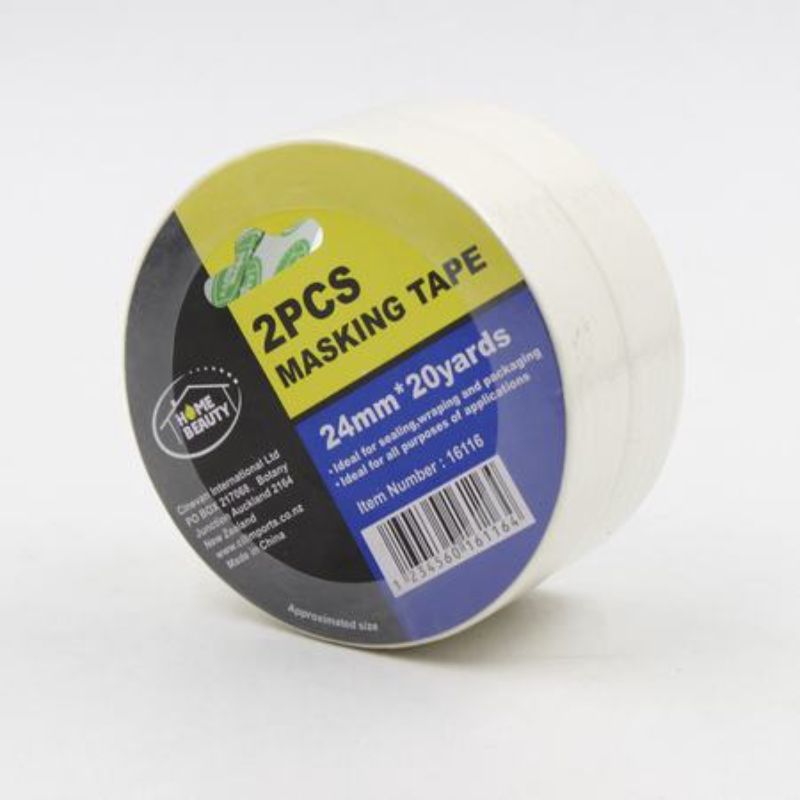 High-quality masking tape, 24mm x 20y, perfect for crafting, painting, and general use, with 24 rolls for various tasks.