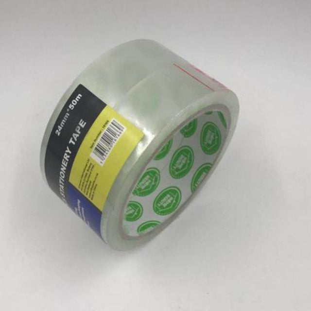 Versatile 24mm x 50M stationery tape pack of 24, ideal for crafting, organizing, and everyday household tasks.