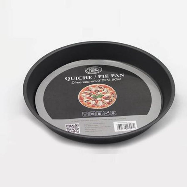 Set of 12 durable 23cm quiche/pie pans for effortless baking with excellent heat distribution and easy release.