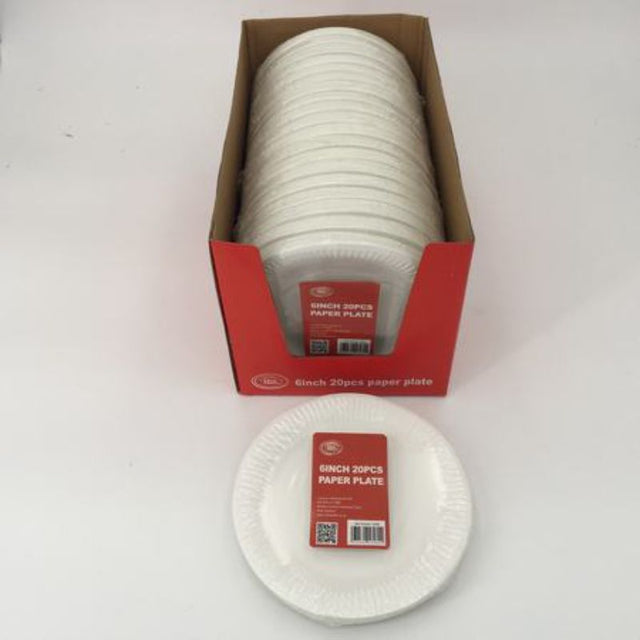 White 6" paper plates, 240 pcs, ideal for events, eco-friendly, sturdy, and perfect for easy cleanups.