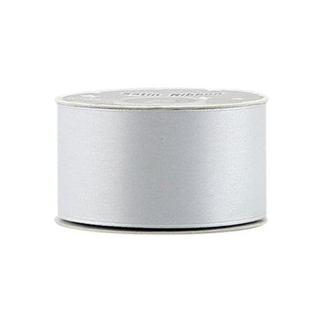 White satin ribbon roll, 3.8cm wide and 21 yards long, perfect for crafting, gift-wrapping, and decor projects.