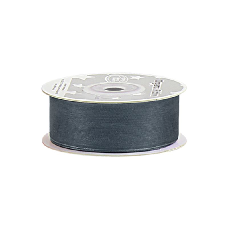 Organza Ribbon - Dark Grey 2.5cm x 25 Yard (Set of 5)