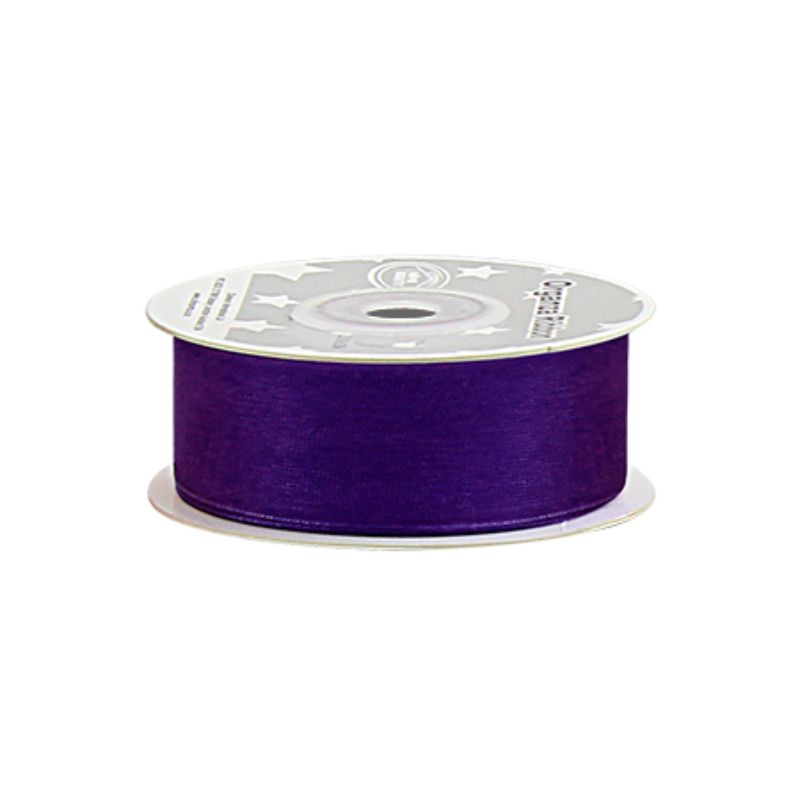 Organza Ribbon - Dark Purple 2.5cm x 25 Yard (Set of 5)