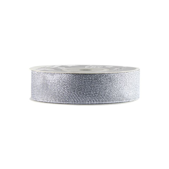 Silver glitter ribbon set featuring five 2cm x 18 yard rolls, perfect for adding sparkle to crafts and decor.