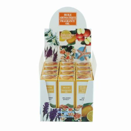 Set of 12 peach fragrance oils, offering a juicy scent perfect for DIY projects, candles, and aromatherapy.