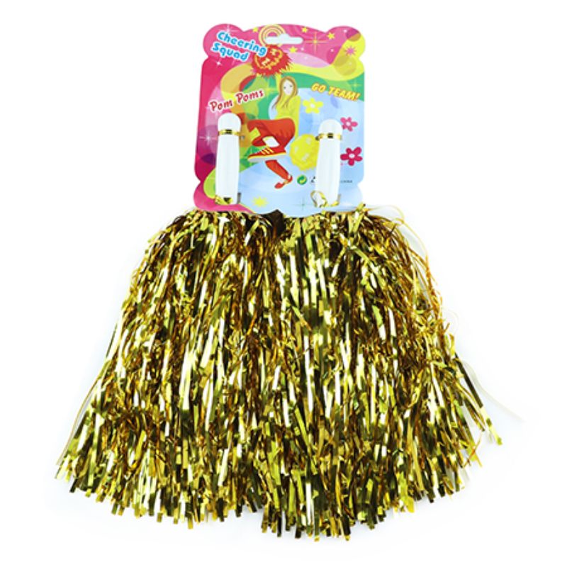 Vibrant set of 10 yellow pom poms, perfect for crafts, DIY projects, and children's activities, each 2 inches in diameter.