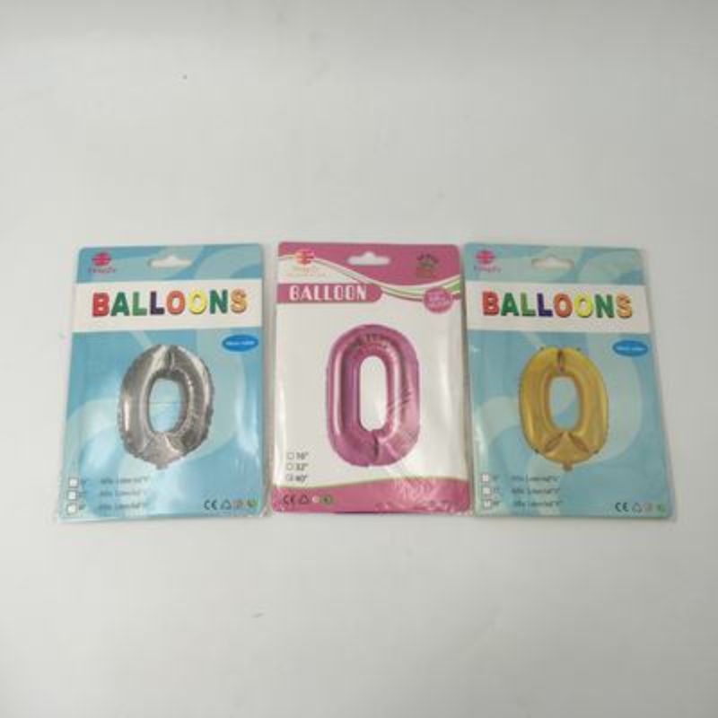 Vibrant assorted balloons in the shape of number 0, each measuring 102cm, perfect for celebrations and events.