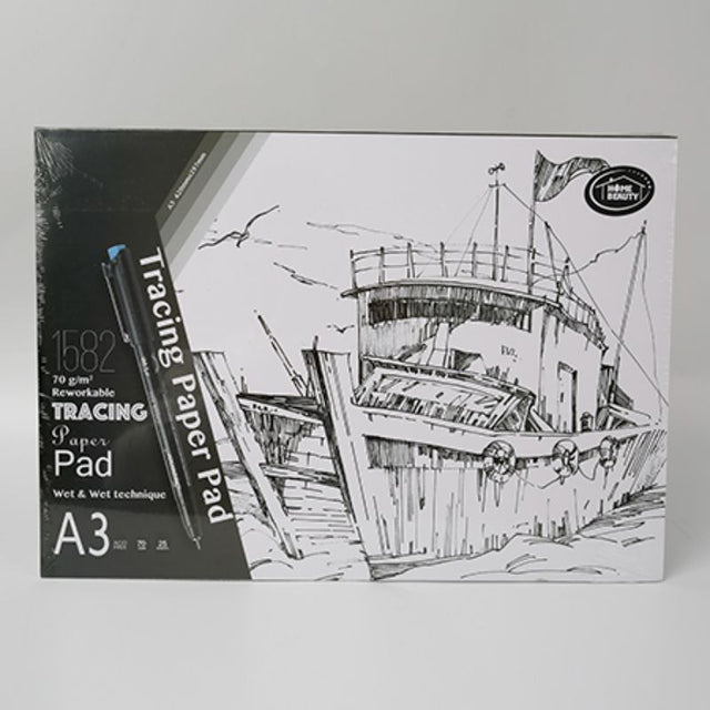 A3 Tracing Paper Pad set of 12, 70g, 25 sheets each, ideal for artists and designers, offering clarity and precision.