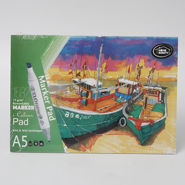A5 marker pad set of 12, 75g paper, 40 sheets each, ideal for sketching and vibrant color use without bleed-through.