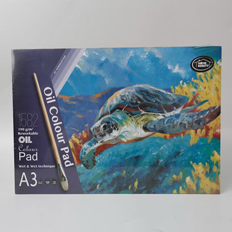 A3 Oil Colour Pad with 15 sheets of 190g paper, perfect for oil painting and mixed media projects, set of 12.