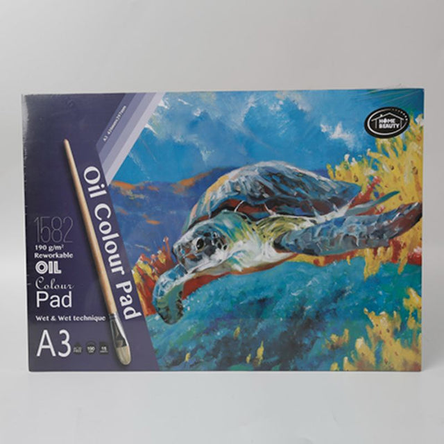 A3 Oil Colour Pad with 15 sheets of 190g paper, perfect for oil painting and mixed media projects, set of 12.