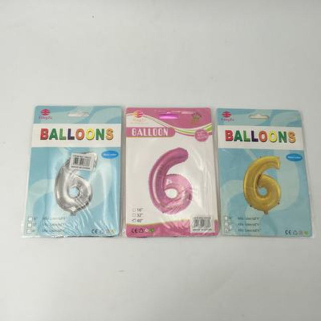 Vibrant set of 10 assorted Number 6 balloons, each 102cm, perfect for festive celebrations and decorative displays.