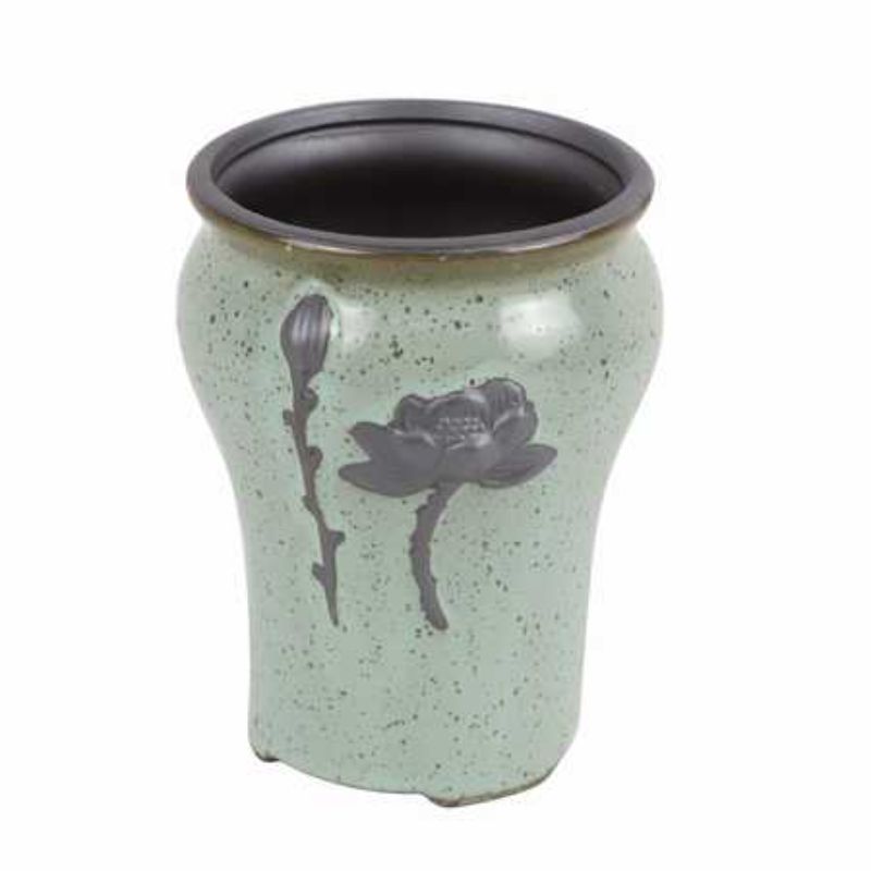 Elegant set of 12 green flower pots, 9.5 x 13CM, ideal for indoor/outdoor plants with drainage for healthy growth.