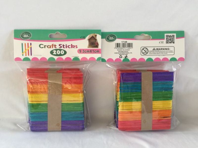 Vibrant 9.3 x 1cm craft sticks in 12 packs, perfect for arts, crafts, and educational projects, eco-friendly and durable.