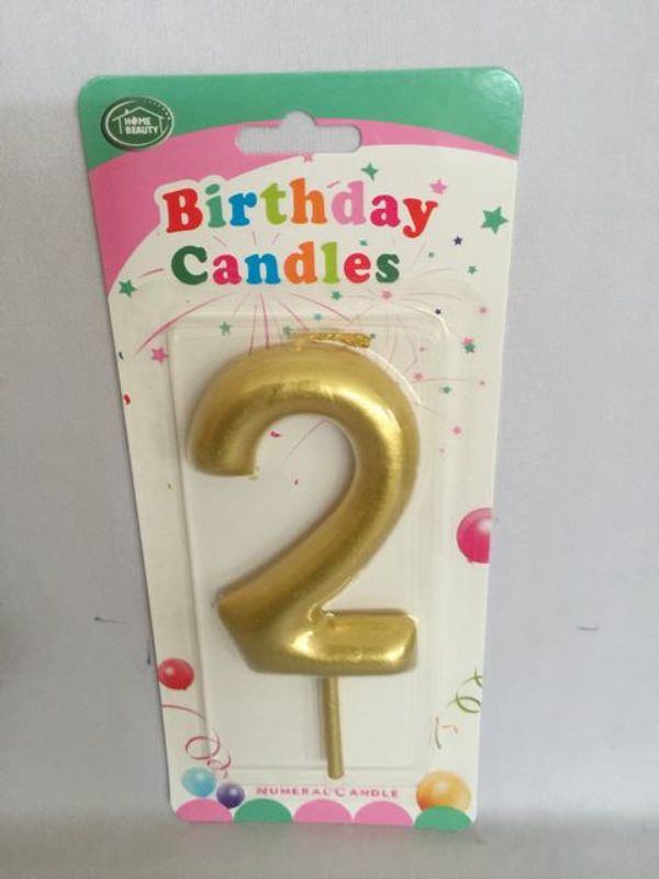 Birthday Candles - 2 Gold (Set of 12)