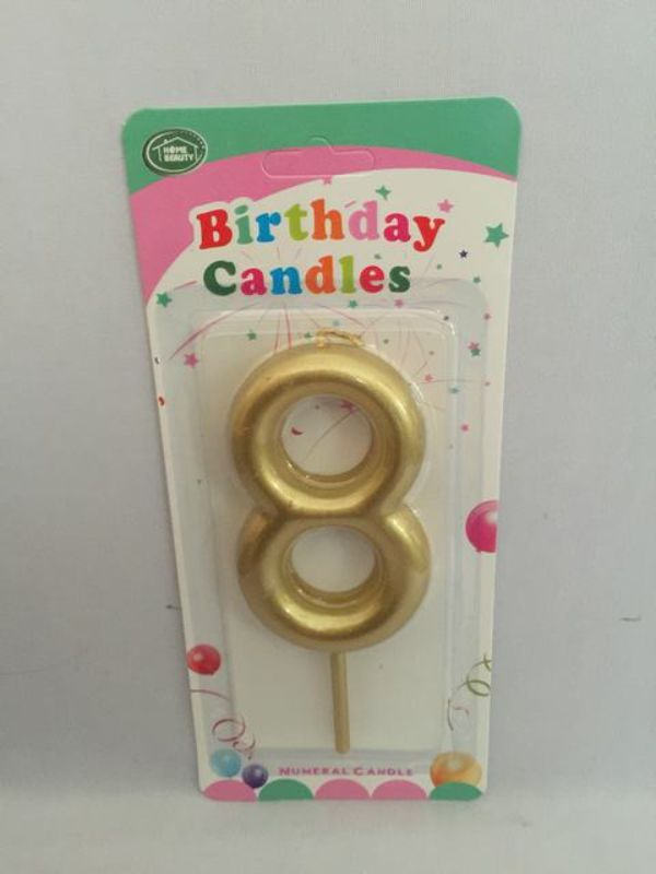 Birthday Candles - 8 Gold (Set of 12)