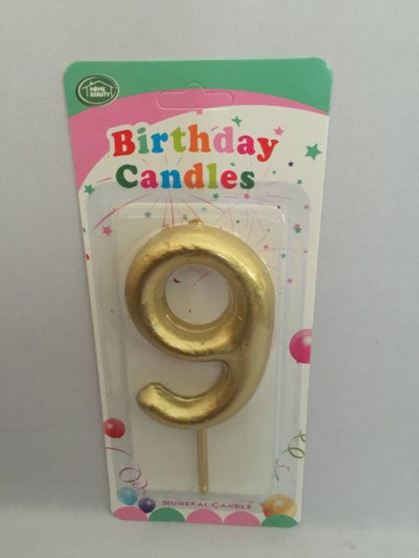 Birthday Candles - 9 Gold (Set of 12)