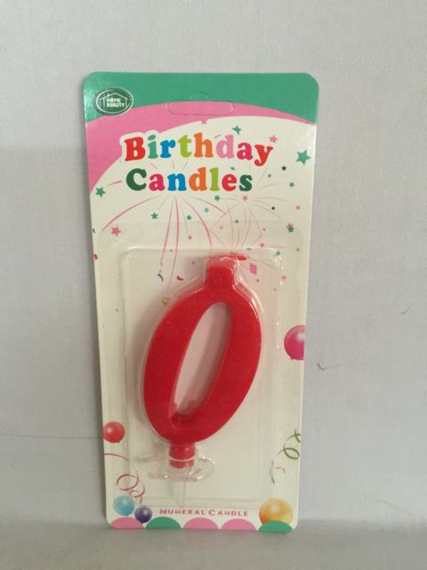 Birthday Candles - 0 Red (Set of 12)