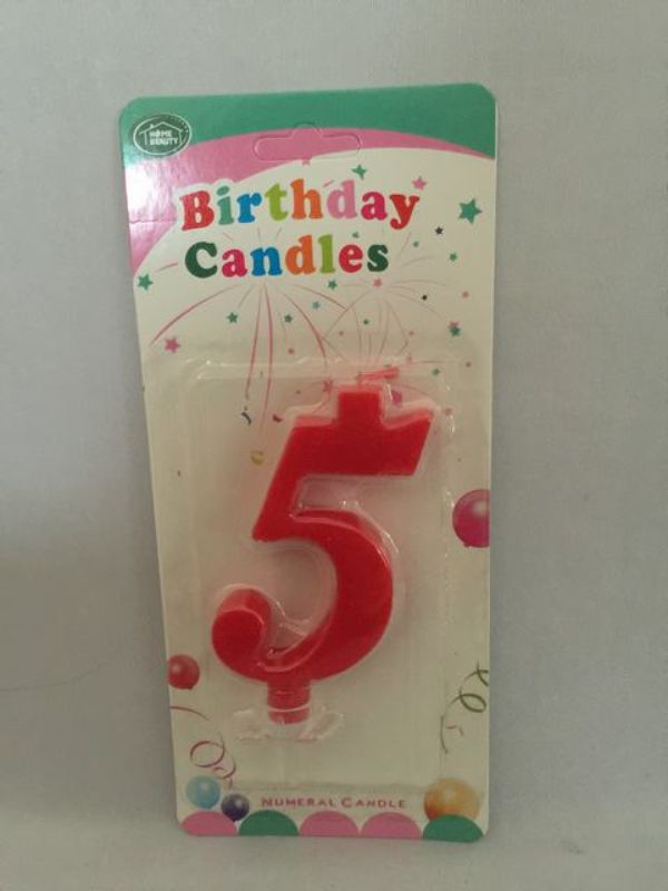 Birthday Candles - 5 Red (Set of 12)