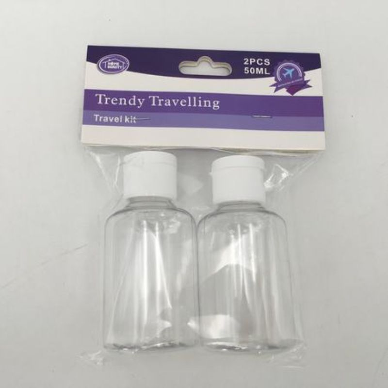 Set of 12 portable 50ml traveling bottles, leak-proof and perfect for liquids while traveling or at the gym.