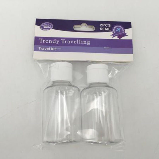 Set of 12 portable 50ml traveling bottles, leak-proof and perfect for liquids while traveling or at the gym.