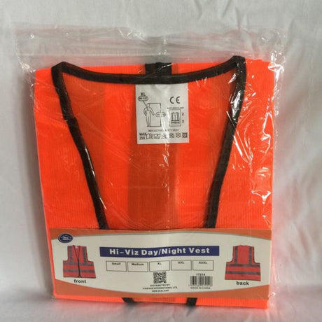 High-visibility orange XL safety vests set of 12, featuring reflective strips for enhanced low-light visibility.