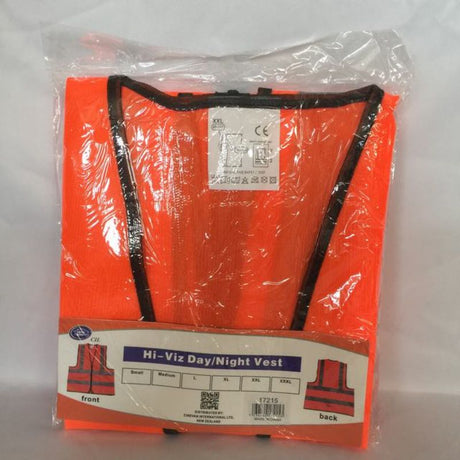 Bright orange XXL safety vests (set of 12) with reflective strips for high visibility in worksite safety environments.