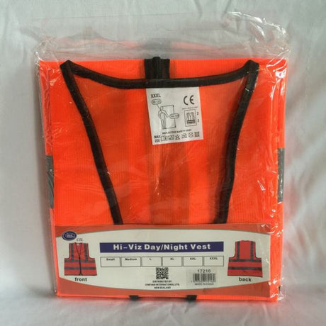 Orange XXXL safety vests set of 12, featuring reflective strips for maximum visibility and comfort in various safety situations.
