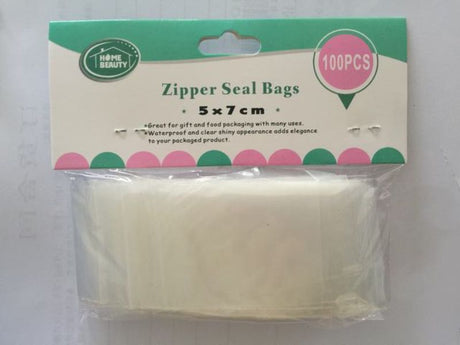 Zipper seal bags measuring 5x7cm, 1200 pieces total, ideal for storage and organization of various small items.