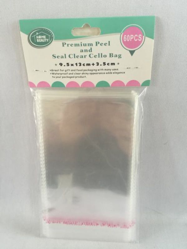 Clear seal cello bags (9.5 x 13cm) in a pack of 720, perfect for packaging, crafts, and secure item presentation.