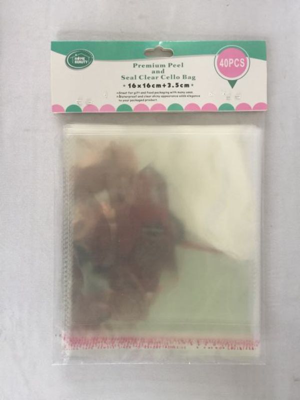 Clear seal cello bags, 16 x 16cm, perfect for packaging crafts, party favors, and gifts; 480pcs in total for versatile use.