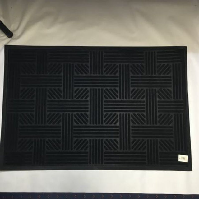 Set of 3 black floor mats (80 x 120cm) offering stylish protection and non-slip safety for high-traffic areas in your home.