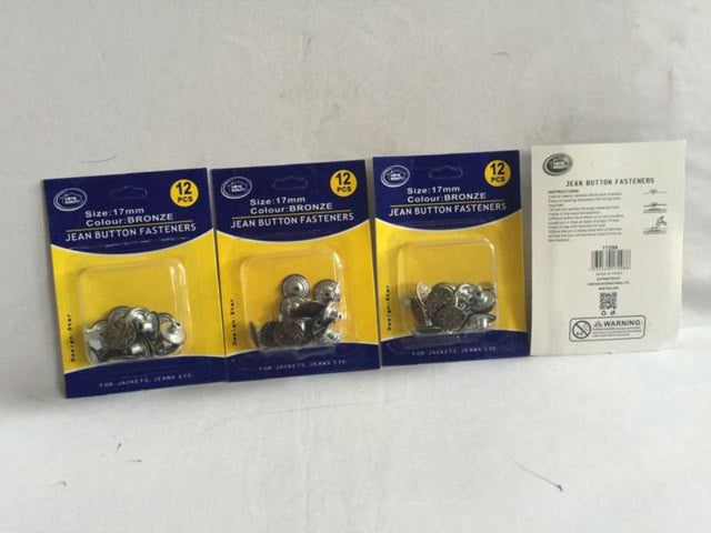 Premium 17mm Jean Button Fasteners (144pcs) for durable, stylish clothing repairs and sewing projects.