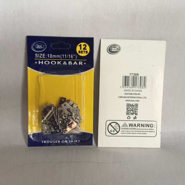Versatile Hook & Bar 12 Set - 18mm, includes 12 durable packs for secure hanging and organizing items in any setting.
