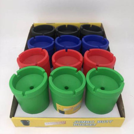 Vibrant 12-pack ash trays in assorted colors, durable and stylish for smokers and events, enhancing cleanliness and organization.