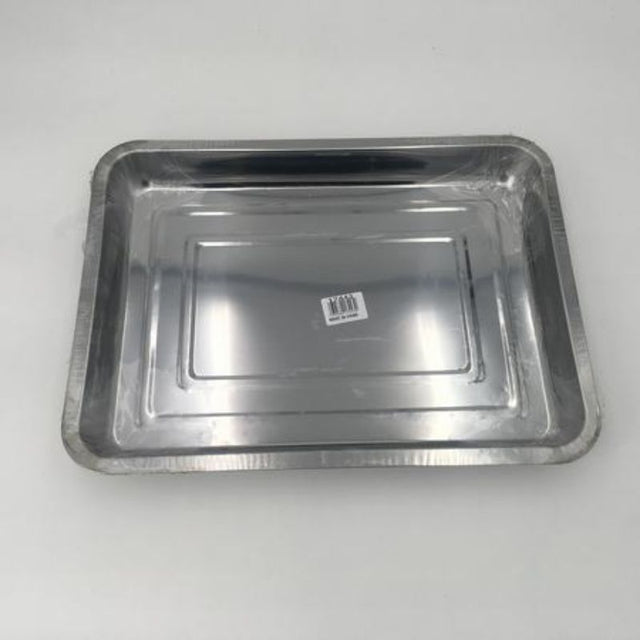 Set of 12 stainless steel plates, 40 x 30 x 4cm, durable, rust-resistant, perfect for dining, picnics, and outdoor use.