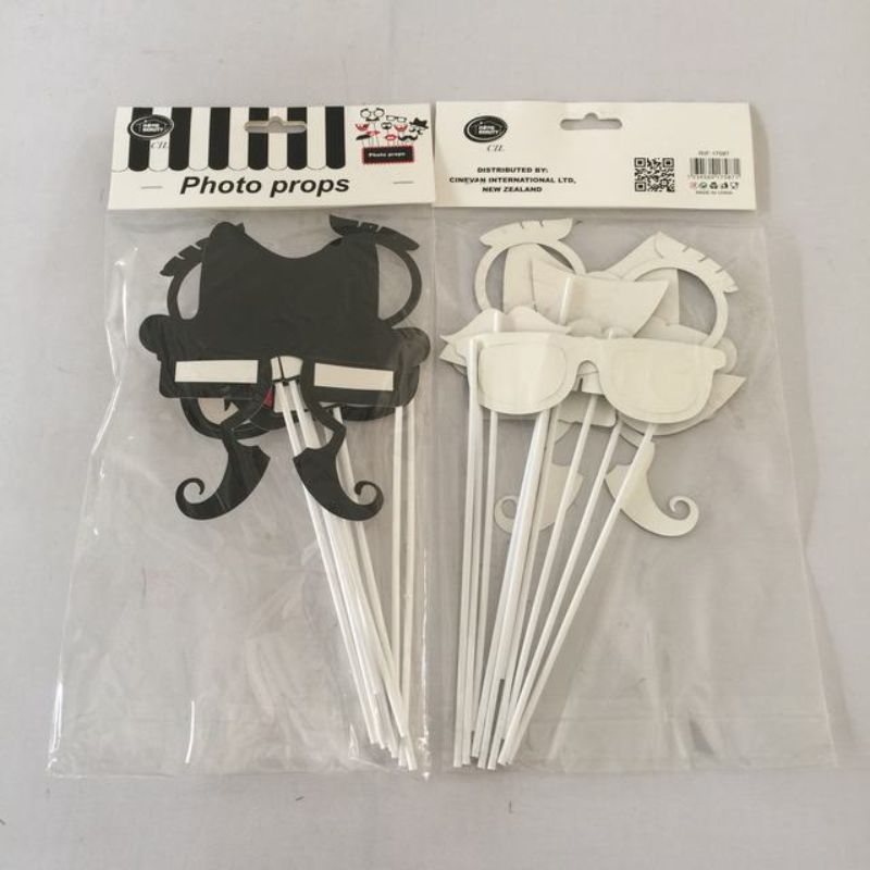 Colorful 10-piece photo props set in 12 packs, perfect for enhancing events and photoshoots with creative flair.