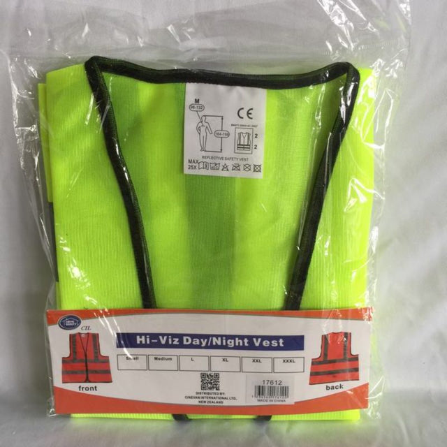 Set of 12 vibrant yellow medium safety vests, lightweight and breathable, ideal for enhancing visibility on job sites.