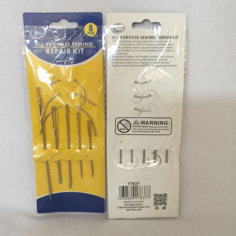 All Purpose Sewing Needles Repair Kit with 12 compact kits, featuring 8 essential needles for all fabric types and projects.