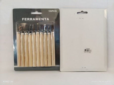 Premium 10-piece carving knife set with stainless steel blades and ergonomic handles for precise slicing and dicing.