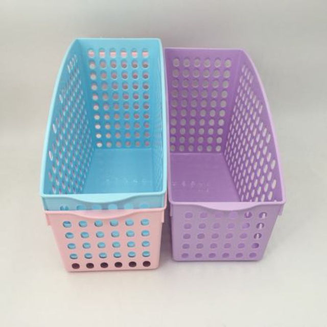 Set of 12 vibrant plastic baskets for versatile storage, measuring 28 x 16.5 x 11.5cm, ideal for organizing any space.