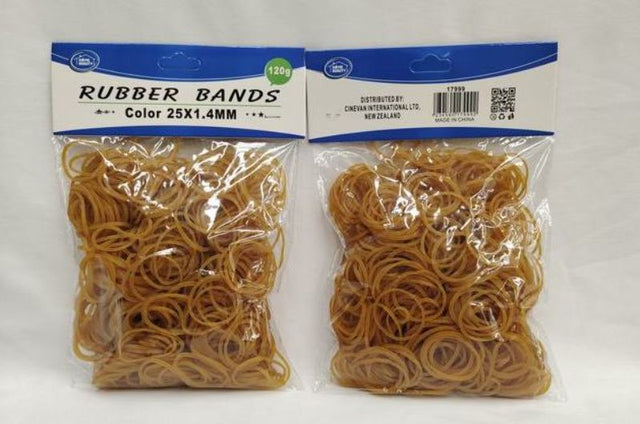 Durable 25 x 1.4MM rubber bands in 12 packs, ideal for organizing, bundling, and crafting without snapping.