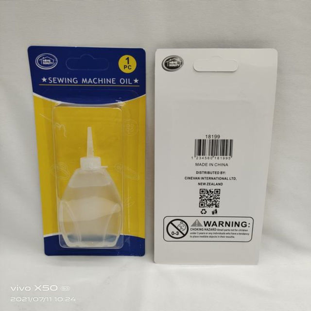 Twelve bottles of premium sewing machine oil for smooth operation and maintenance of all sewing machines.