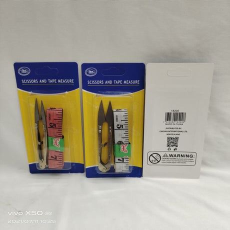 Set of 12 premium sewing scissors and tape measures for accurate cutting and measuring in all your fabric crafts.
