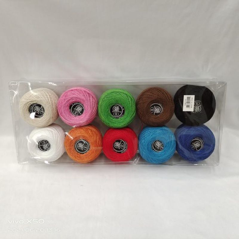 Vibrant pack of 10 assorted colors cotton thread, perfect for sewing, quilting, and embroidery projects.