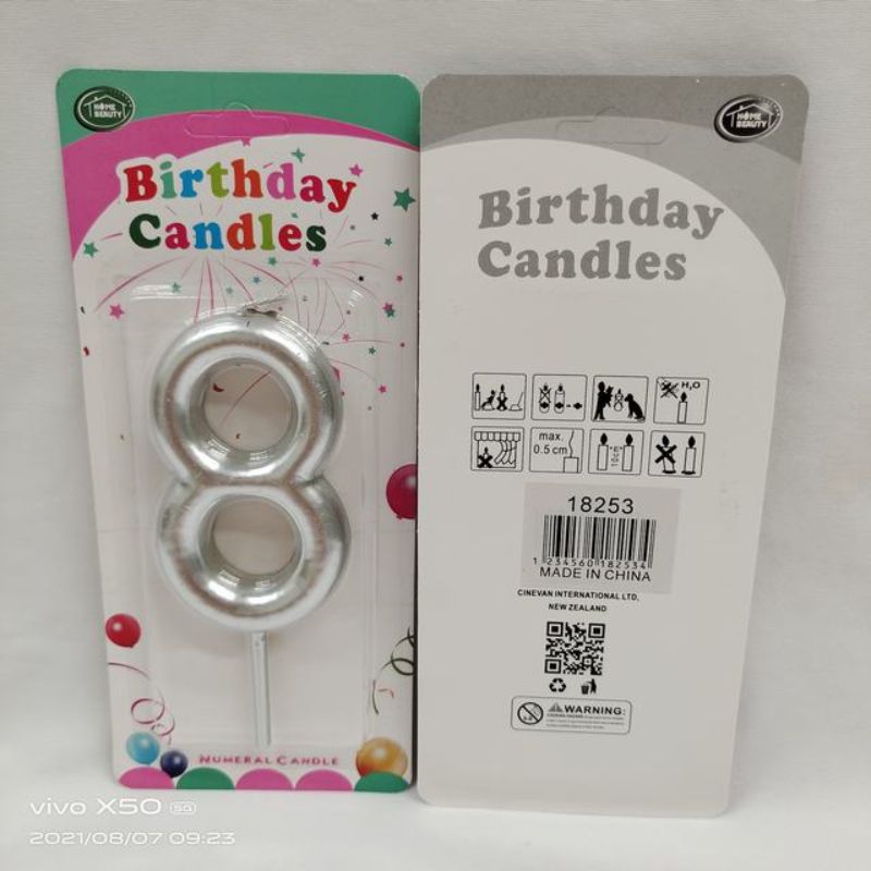 Birthday Candle - 8 Silver (Set of 12)