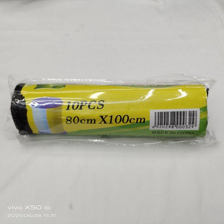 Extra-large, durable rubbish bags (80 x 100cm) in a pack of 10, ideal for heavy waste disposal and outdoor clean-up.