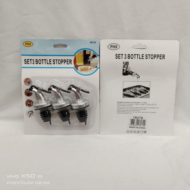 Set of 36 stylish bottle stoppers designed to preserve freshness of wines and spirits for home use or parties.